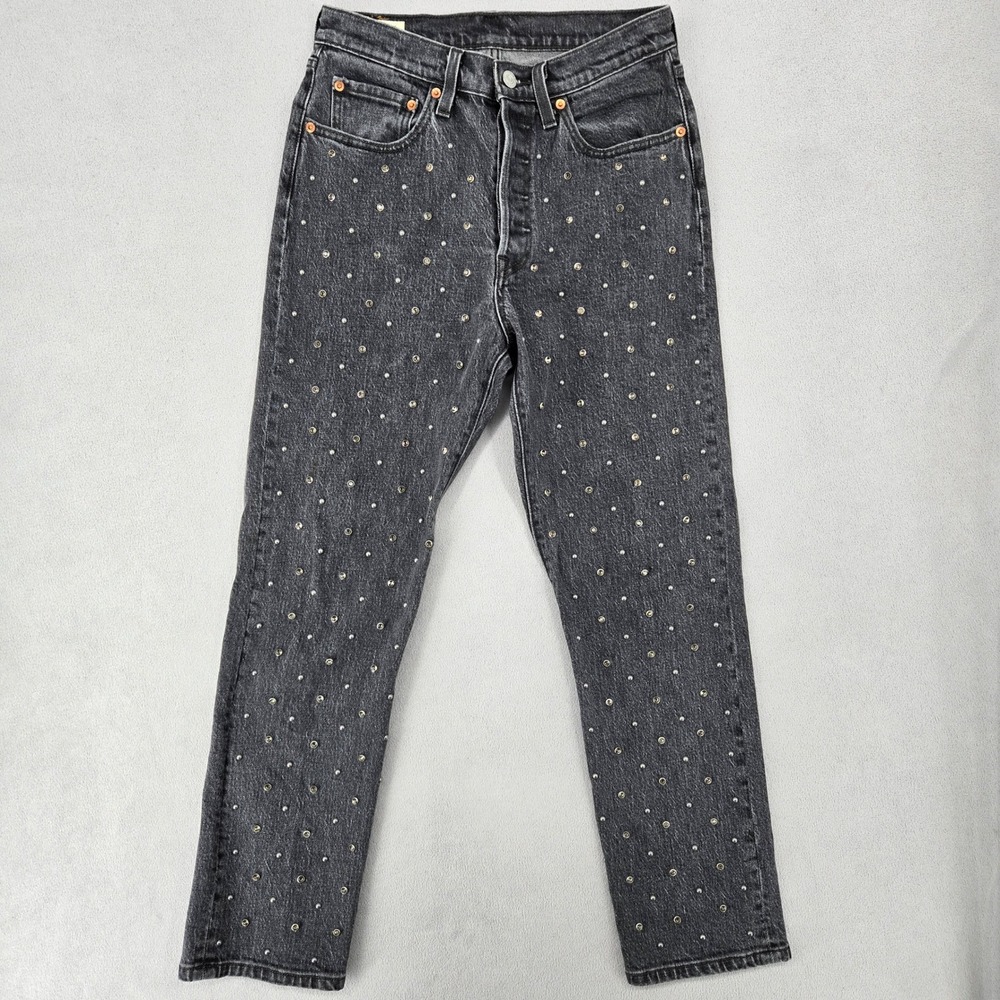 Levi's 501 Women's 26x28 Black Rhinestone Studded Straight Leg Jeans